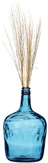 Natural Living Fles Vaas - Blauw Transparant - Glas - 25 X 40 Cm