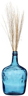 Natural Living Fles Vaas - Blauw Transparant - Glas - 25 X 40 Cm