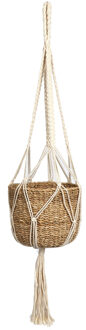 Natural Living plantenpot aan macrame touw - plantenhanger - zeegras pot - H120 cm - D25 cm