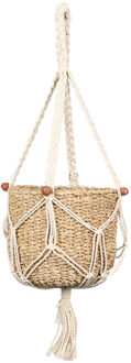 Natural Living plantenpot aan macrame touw - plantenhanger - zeegras pot - H70 cm - D25 cm
