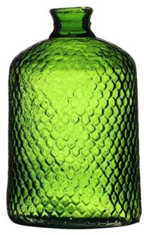 Natural Living Vaas Scubs Bottle - groen geschubt - glas - D18xH31cm
