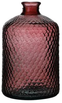 Natural Living Vaas Scubs Bottle - rood geschubt - glas - D18xH31cm