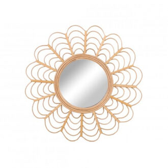 Natural Living Wandspiegel?bohemian bloem - rond - bruin - hout - Dia 51cm