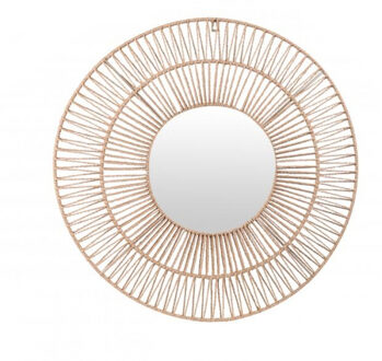 Natural Living Wandspiegel?bohemian - rond - bruin -?Ibiza stijl - papier - Dia 50cm