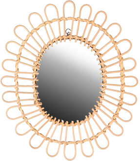 Natural Living Wandspiegel - Boho/ibiza stijl - rotan - 34 x 39 cm