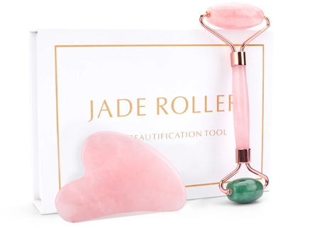 Natural Quartz Stone Roller Color Mixing Jade Roller Face Lift Massager Face Slimming Scraper Gua Sha Massage Skin Care for Gift