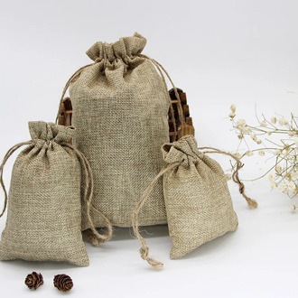 Natural Resuable Jute Linen Travel Bundle Pockets Environmentally Friendly Use Luggage Drawstring Jewelry Christmas Gift Bags