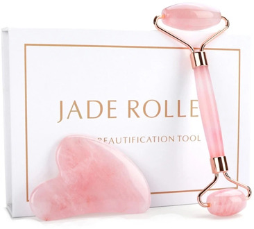 Natural Rose Quartz Roller Facial Jade Roller Stone Gua sha Scraper Face Lifting Massage Skin Eye Body Massager Beauty Care Tool