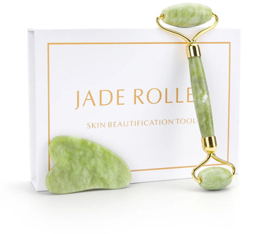 Natural Xiuyu Jade Facial Eye Massage Roller Guasha Scraping Board Green Jade Stone Face Lift Body Slim Thin Lift Roller Tool