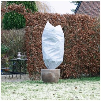 Nature 2x Plantenhoes tegen vorst met aantrekkoord wit 1,5 meter x 100 cm 50 g/m2 - Winterafdekhoes - Winterhoes voor planten - Anti-vorst beschermhoes planten - Vorstbescherming - Windbescherming