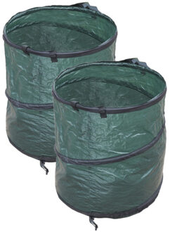 Nature 2x stuks groene tuinafvalzakken opvouwbaar 90 liter - Tuinafvalzak
