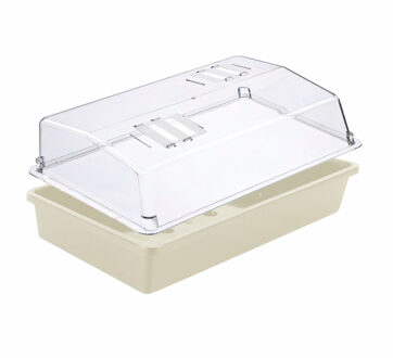 Nature 4x stuks Rechthoekige kweekbak met deksel voor zaailingen wit kunststof 37.5 x 24 x 6 cm