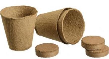 Nature Afbreekbare potjes met turftablet H8x dia.8 cm 3x Bruin