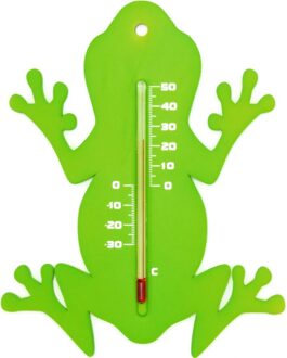 Nature Binnen/buiten thermometer groene kikker 15 cm - Tuindecoratie dieren - Kikkers artikelen - Buitenthemometers