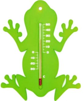 Nature Binnen/buiten thermometer groene kikker 15 cm - Tuindecoratie dieren - Kikkers artikelen - Buitenthemometers