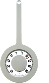 Nature Buitenthermometer - rond - grijs - aluminium - 7,2 x 16 cm