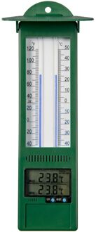 Nature Digitale binnen/buiten thermometers groen van kunststof 24 cm - Buitenthermometers