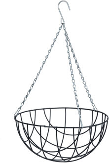 Nature Hangende plantenbak metaaldraad donkergrijs met ketting H16 x D30 cm - hanging basket - Plantenbakken