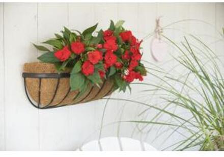 Nature Hanging basket smeedijzer zwart H16,5x61x16cm