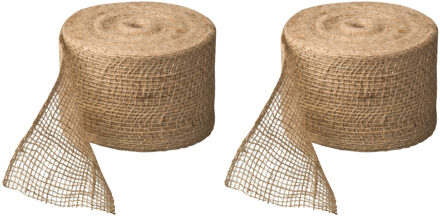 Nature Hobby/knutsel/bescherming materiaal - 2x - Juteband - naturel - 10 cm x 25 mtr