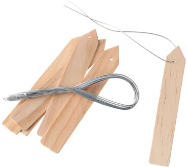 Nature Houten plantenetiketten met ijzerdraadl H10cm set a 15 stuks