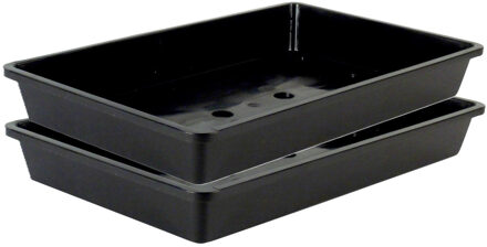 Nature Kweekbak - 2x - voor zaailingen - zwart - kunststof - 55 x 31 x 7,5 cm - zaaibak