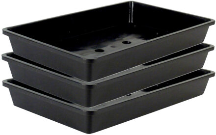 Nature Kweekbak - 3x - voor zaailingen - zwart - kunststof - 55 x 31 x 7,5 cm - zaaibak