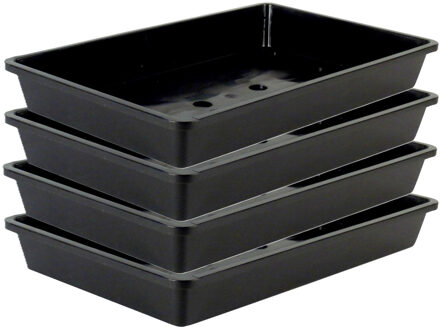 Nature Kweekbak - 4x - voor zaailingen - zwart - kunststof - 55 x 31 x 7,5 cm - zaaibak