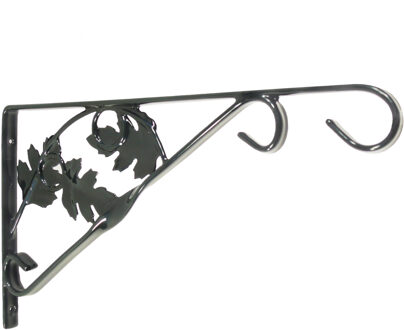 Nature Muurhaak / plantenhaak met bladermotief voor hanging basket van verzinkt staal groen antraciet 35 cm - Plantenbakhaken