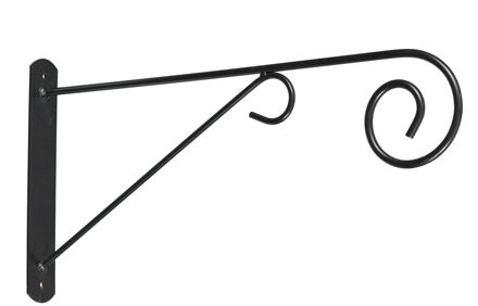 Nature Muurhaak / plantenhaak met sierkrul voor hanging basket van verzinkt staal grijs antraciet 48 cm - Plantenbakhaken