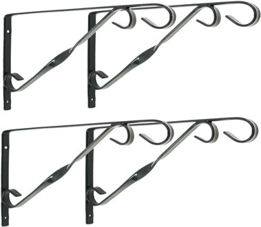 Nature Muurhaken - 4x - groen - 21.5 x 40 cm - geplastificeerd verzinkt staal - hanging basket haak