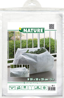 Nature Plantenhoes - 3x stuks - balkonbak - 35 x 55 x 25 - wit - met rits - anti-vorst planten beschermhoes