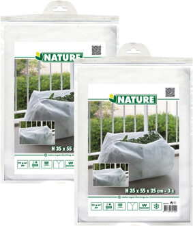 Nature Plantenhoes - 6x stuks - balkonbak - 35 x 55 x 25 - wit - met rits - anti-vorst planten beschermhoes