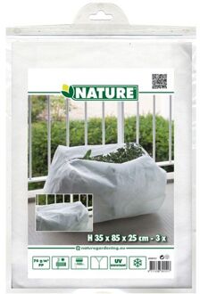 Nature Plantenhoes balkonbak met rits wit H35 x 85 x 25 cm 70 g/m2 set van 3 stuks - Winterafdekhoes - Winterhoes voor planten - Anti-vorst beschermhoes planten - Vorstbescherming - Planthoes