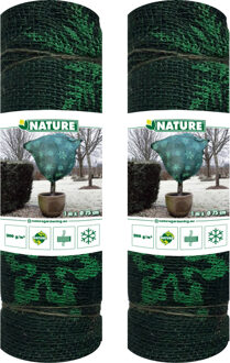 Nature Plantenhoes jute - 2x - H100 x D75 cm - groen - wintermotief - anti-vorst planten beschermhoes