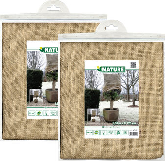 Nature Plantenhoes jute - 2x stuks - H150 x D125 cm - naturel - met trekkoord - anti-vorst beschermhoes