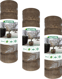Nature Plantenhoes jute - 3x stuks - H100 x D75 cm - naturel - wintermotief - anti-vorst beschermhoes