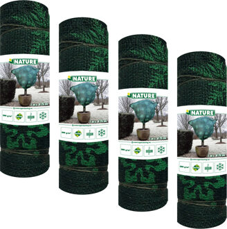 Nature Plantenhoes jute - 5x stuks - H100 x D75 cm - groen - wintermotief - anti-vorst planten beschermhoes
