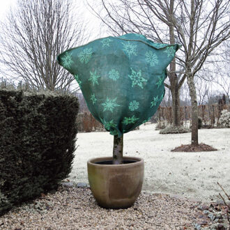 Nature Plantenhoes jute - H100 x D75 cm - groen - wintermotief - anti-vorst planten beschermhoes