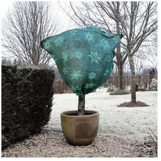 Nature Plantenhoes jute - Set van 3x stuks - H100 x D75 cm - groen - wintermotief - anti-vorst planten besc