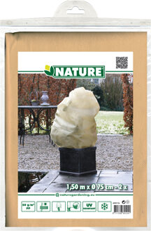 Nature Plantenhoes met trekkoord - 2x stuks - H150 x D75 cm - beige - anti-vorst planten beschermhoes
