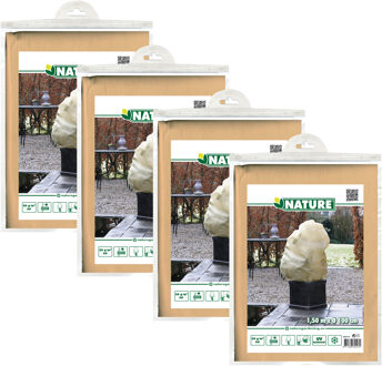 Nature Plantenhoes met trekkoord - 4x stuks - H150 x D100 cm - beige - anti-vorst planten beschermhoes