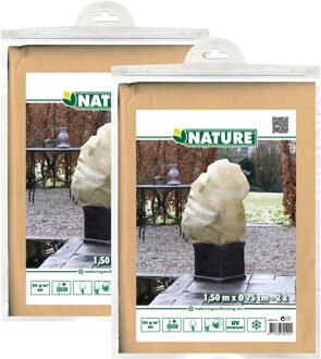 Nature Plantenhoes met trekkoord - 4x stuks - H150 x D75 cm - beige - anti-vorst planten beschermhoes