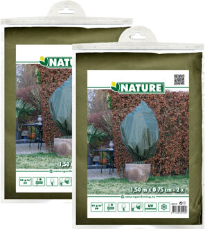 Nature Plantenhoes met trekkoord - 4x stuks - H150 x D75 cm - groen - anti-vorst planten beschermhoes
