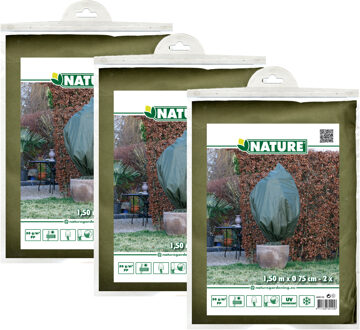 Nature Plantenhoes met trekkoord - 6x stuks - H150 x D75 cm - groen - anti-vorst planten beschermhoes