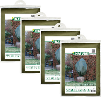 Nature Plantenhoes met trekkoord - 8x stuks - H150 x D75 cm - groen - anti-vorst planten beschermhoes