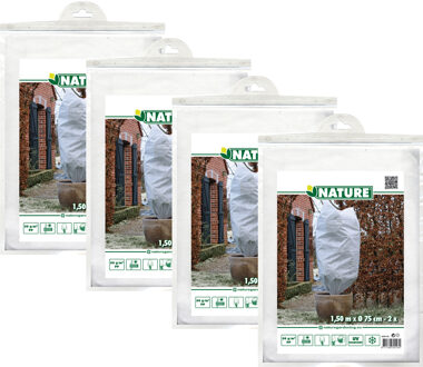 Nature Plantenhoes met trekkoord - 8x stuks - H150 x D75 cm - wit - anti-vorst planten beschermhoes