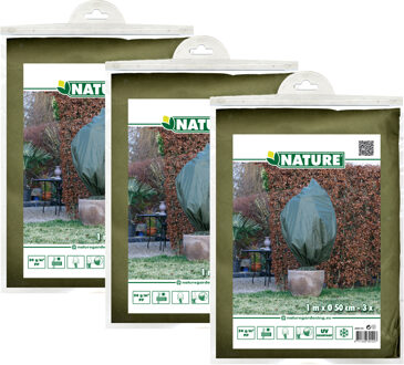 Nature Plantenhoes met trekkoord - 9x stuks - H100 x D50 cm - groen - anti-vorst planten beschermhoes