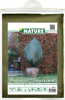 Nature Plantenhoes met trekkoord - H150 x D100 cm - groen - anti-vorst planten beschermhoes