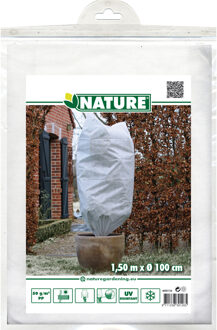 Nature Plantenhoes met trekkoord - H150 x D100 cm - wit - anti-vorst planten beschermhoes